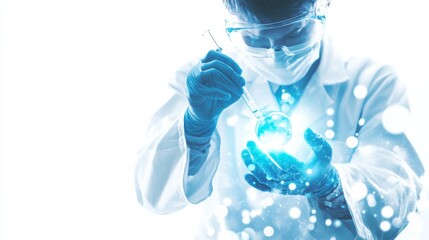 Scientist Conducts Experiment in Bright Light Setting