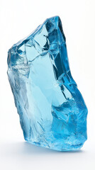 Obraz premium ice cubes isolated on white background, glass texture, ice texture, transparent blue glass