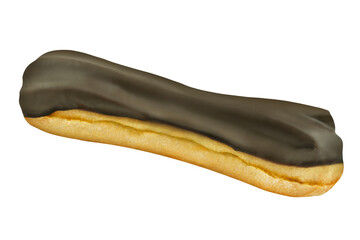 Eclair cake with chocolate isolated on white background