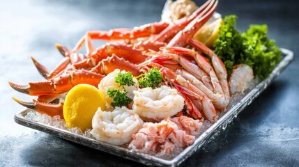 Bright Chilled Seafood Platter with Crab and Shrimp