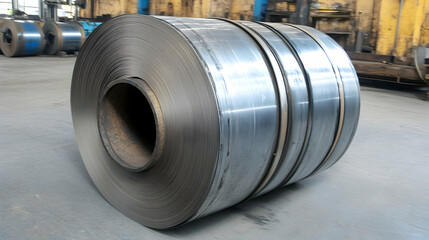 Rolled Steel Coil in a Factory, metal, manufacturing, industry, production, materials