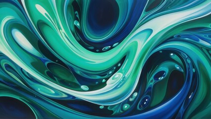 Vibrant abstract waves in shades of blue and green, creating a fluid and dynamic composition ideal for modern decor. Perfect for backgrounds and artistic projects