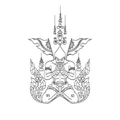 Thai traditional tattoo Muay Thai fighter vector file for various tasks