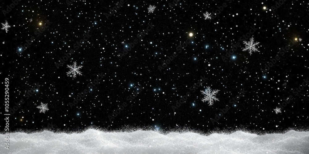 Poster isolated snowfall on a dark background