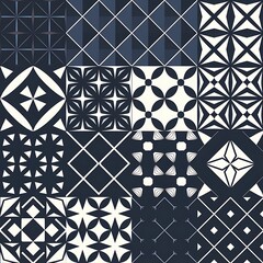 Fototapeta premium 10 Dark geometric seamless patterns eps10