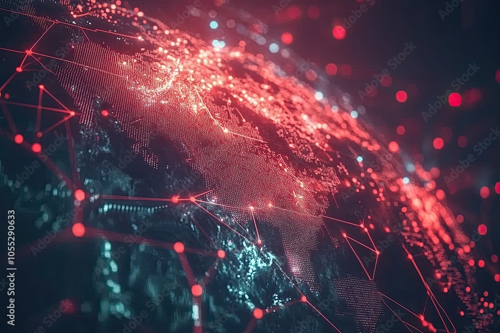 Poster digitalization concept global technologies. 3d digital connected earth network background. global bi