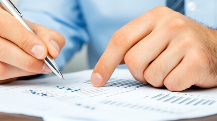 Detailed shot of a hand circling vital business information on a financial analysis document, showcasing a focused and precise approach to the examination of critical data points.