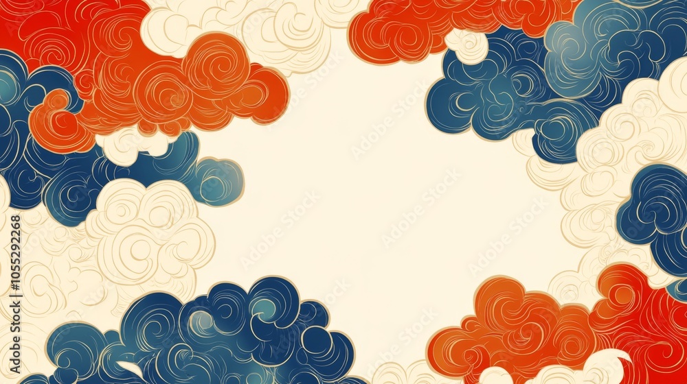 Poster a colorful cloudscape with a white background