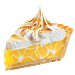 Delicious Lemon Meringue Pie Slice  isolated, transparent background, white background, no background