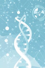 An abstract background for medical posters, featuring DNA and bubbles in light blue tones.