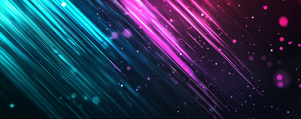 Futuristic abstract wallpaper with neon light streaks and glowing particles in blue and magenta. Ideal for tech, sci-fi, and creative designs, adding dynamic energy and modern style.