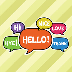 Colourful speech bubbles set with different expressions