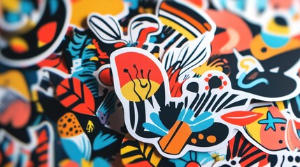 Colorful Abstract Stickers Close Up