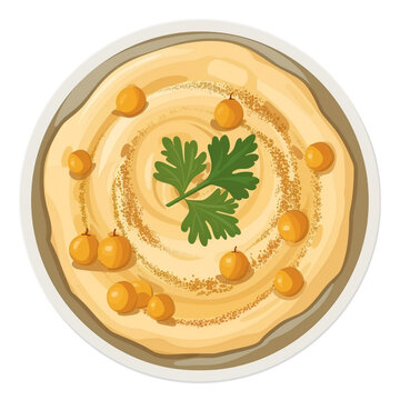 Top view of 32-bit of Hummus in a vector cartoon style isolated white background