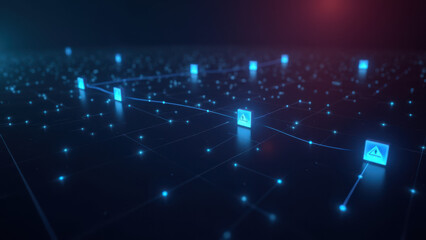Obraz premium This is a digital rendering of interconnected nodes with a network theme.