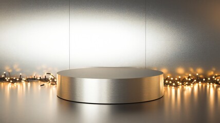 Minimalist Gold Podium with Festive Lights