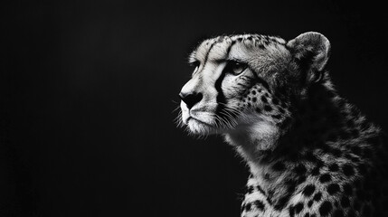 Black and White Portrait of a Cheetah in Profile
