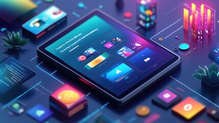 Futuristic Technology Interface with a Tablet