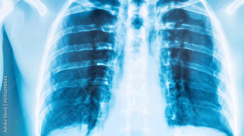 Poster x-ray views reveal the complex anatomy of the thorax, highlighting lung structures and the skeletal 