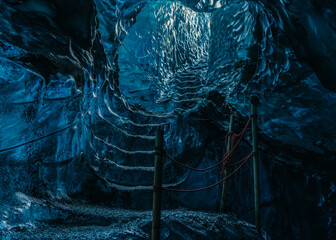 Ice cave entrance during winter in Iceland