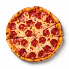 Classic Pepperoni Pizza on White Isolated Background. Perfect for Take Away Menu Design, Food Advertisements. Italian Food.