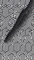 Black and white geometric seamless pattern with line.
