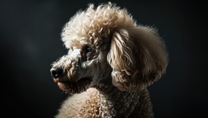 Elegance personified: A Standard Poodle's refined beauty emerges through artistic shadows.