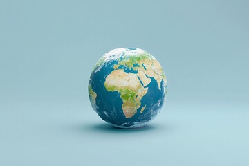 Fototapeta premium 3D Render of Earth Globe on Blue Background - Global Perspective