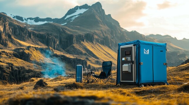 Compact portable hydrogen generator, set up in a remote location, emphasizing mobile power solutions
