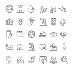 collection of medical icons vector design with white backgroun