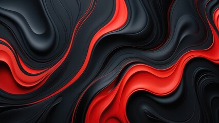 Bold and dynamic abstract background featuring flowing black and vibrant red waves. Ideal for modern design projects, tech presentations, or artistic displays