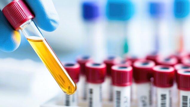 into test tubes filled with colorful substances in a laboratory setting