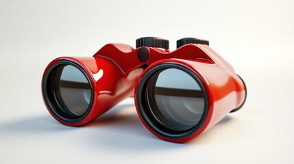 Red Binoculars on White Background