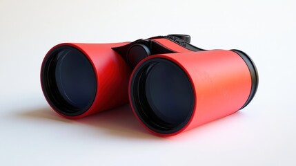 Red Binoculars on a White Background