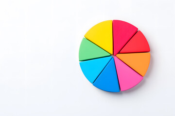 Obraz premium Pie chart with segments, isolated on white background