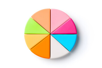 Fototapeta premium Pie chart with segments, isolated on white background