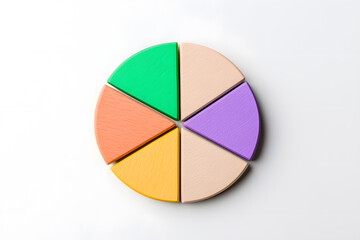 Fototapeta premium Pie chart with segments, isolated on white background