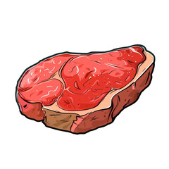 Top view of 32-bit of Parma ham in a vector cartoon style isolated white background