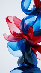 Abstract Composition. Intertwined, Vibrant Blue and Red Shapes on a Soft Gradient Background