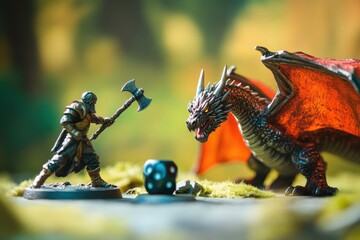 Dungeons And Dragon. Miniatures in Battle: Striking Strikes, Fighting Dragons with Axes © Mykola