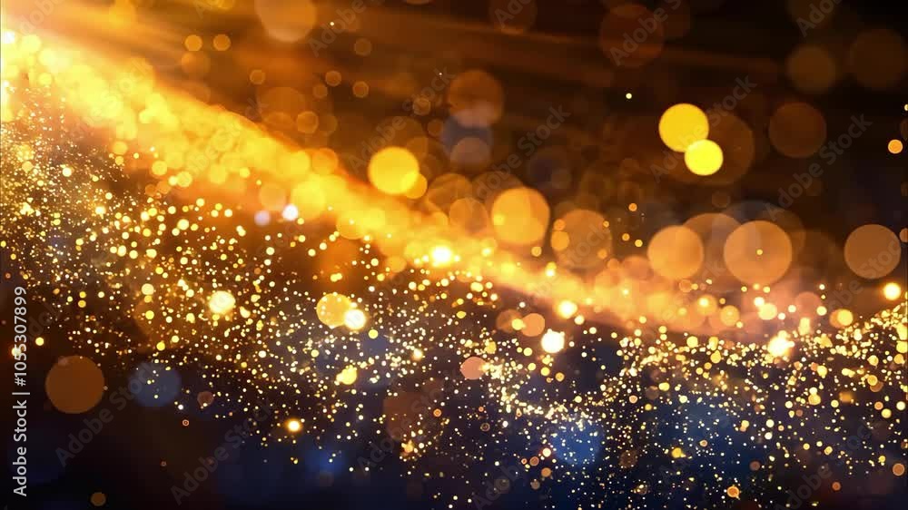 Aufkleber a vibrant abstract background with shimmering golden particles and bokeh effects, creating a festive