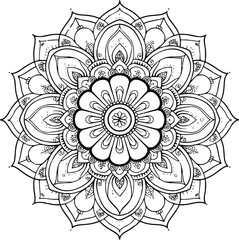 Simple mandala design for coloring. Vector floral mandala. Geometric ornamental mandalas