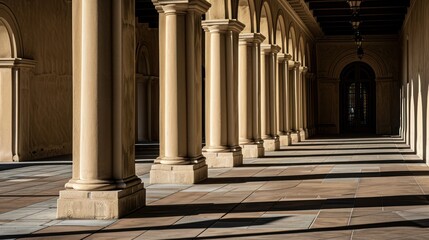 Obraz premium Columns and Shadows in an Elegant Architectural Space