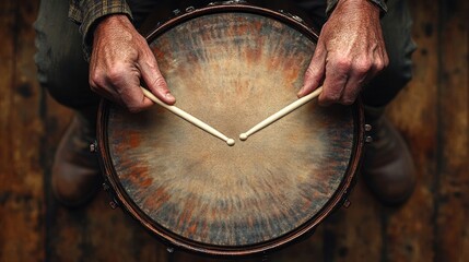 Obraz premium Hands drumming on a textured surface.
