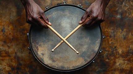 Closeup of hands drumming.