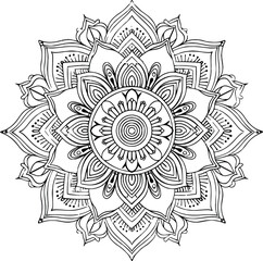 Fototapeta premium Decorative pattern in oriental style. Coloring book page, Henna tattoo mandala. Mehndi style