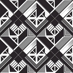 Fototapeta premium Black and white geometric seamless pattern with line.