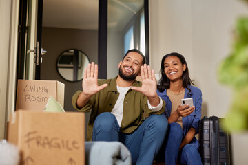 Smiling couple planning and project their new home