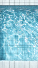 Obraz premium blue wall swimming pool, top view of the pool, summer pool, transparent blue water, pool tile
