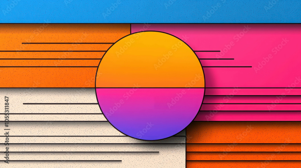 Aufkleber abstract geometric circle design: a vibrant and dynamic composition featuring a circular gradient in